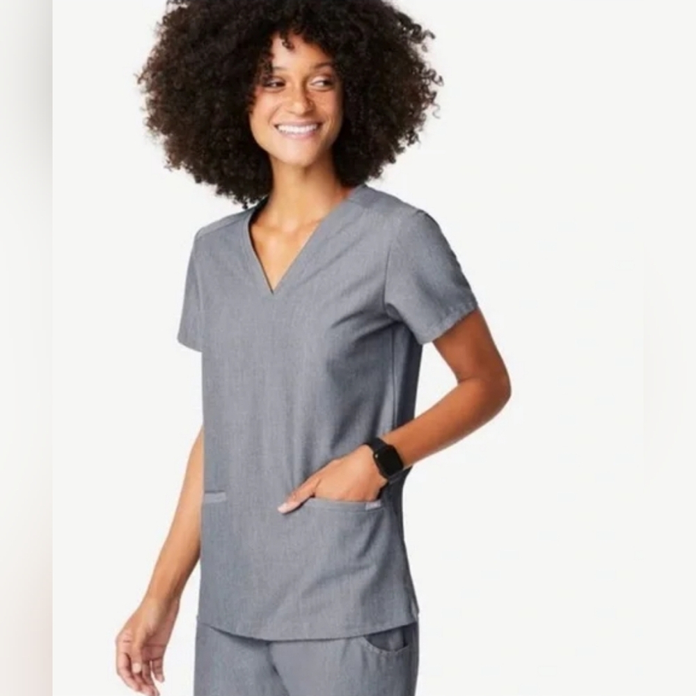 FIGS Technical COLLECTION Gray V-Neck Top SZ XXS Medical Uniform